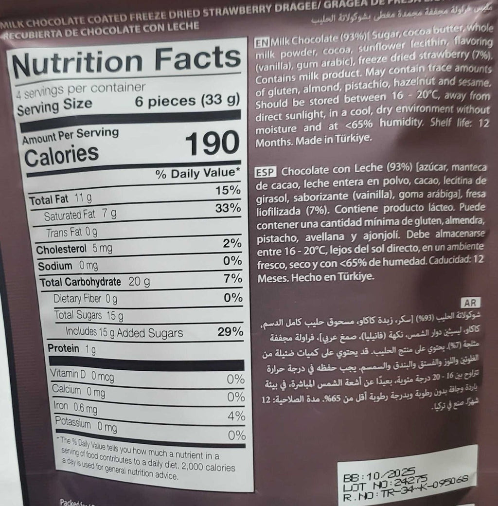 Milk Chocolate Coated Freeze Dried Sour Strawberry