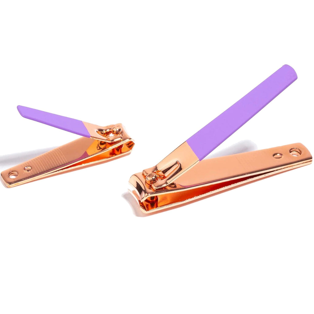 Rose Gold 2-Piece Nail Clipper Set - Purple