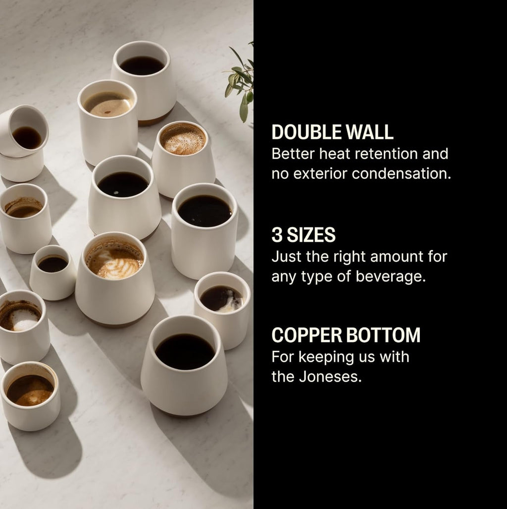 8oz Joey Double Wall Ceramic Coffee Mug - Matte Black