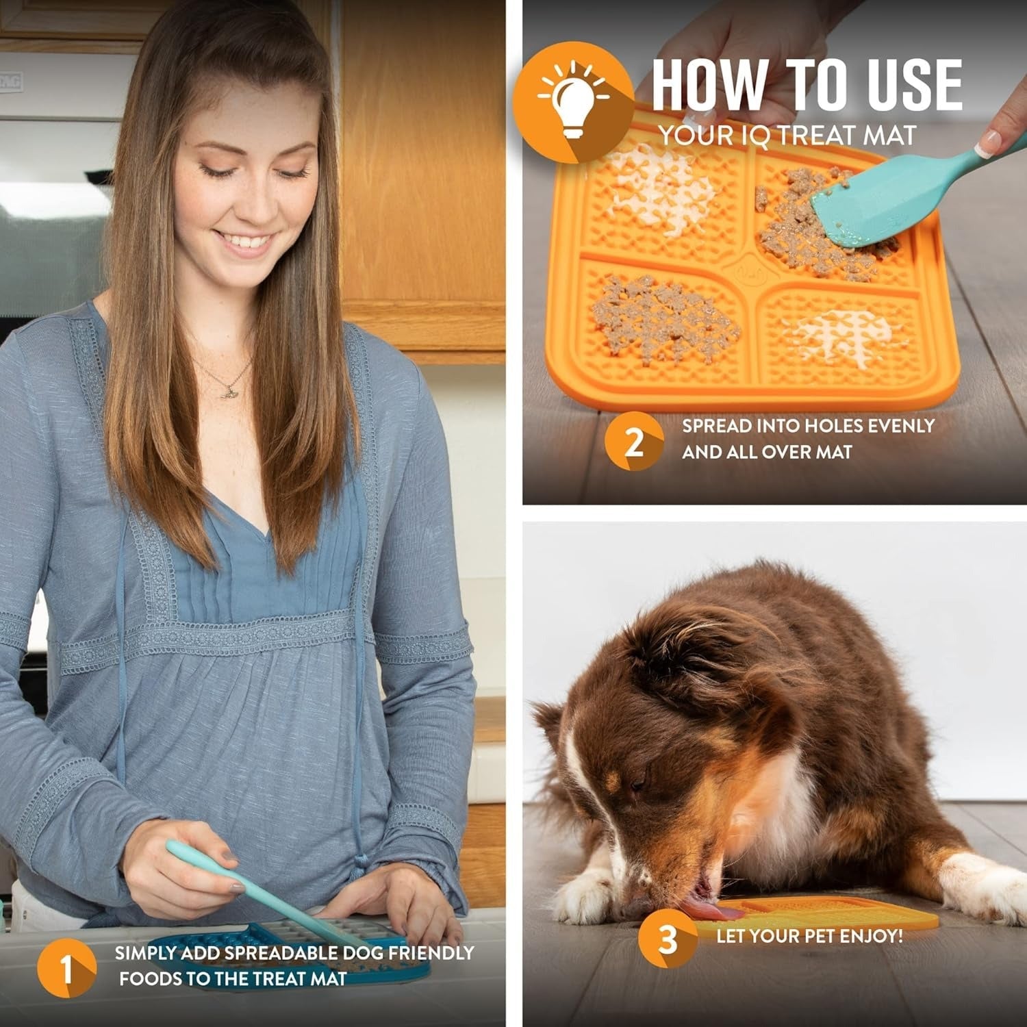 IQ Treat Mat To Reward Dog or Cat - Small Orange