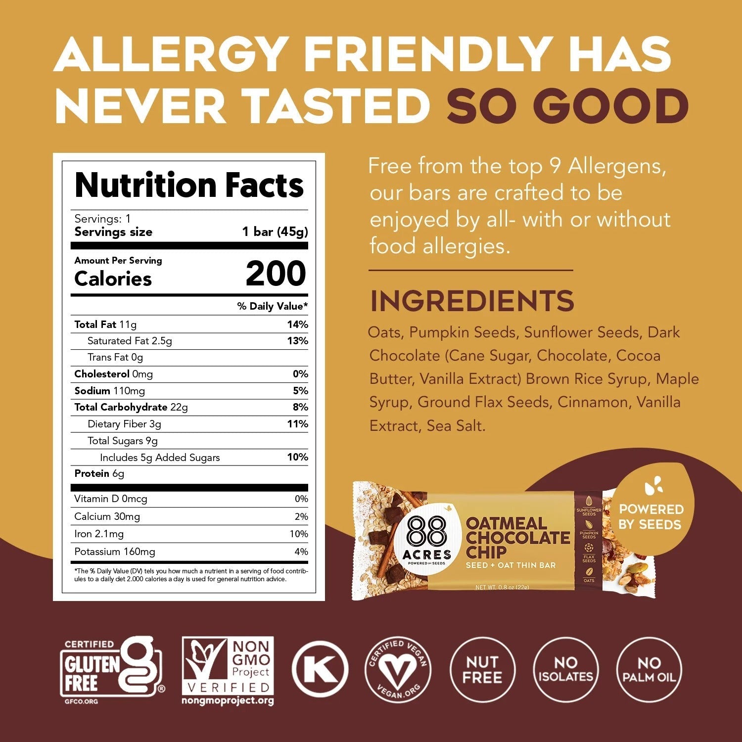 Oatmeal Chocolate Chip Seed & Oat Bar (8 CT)