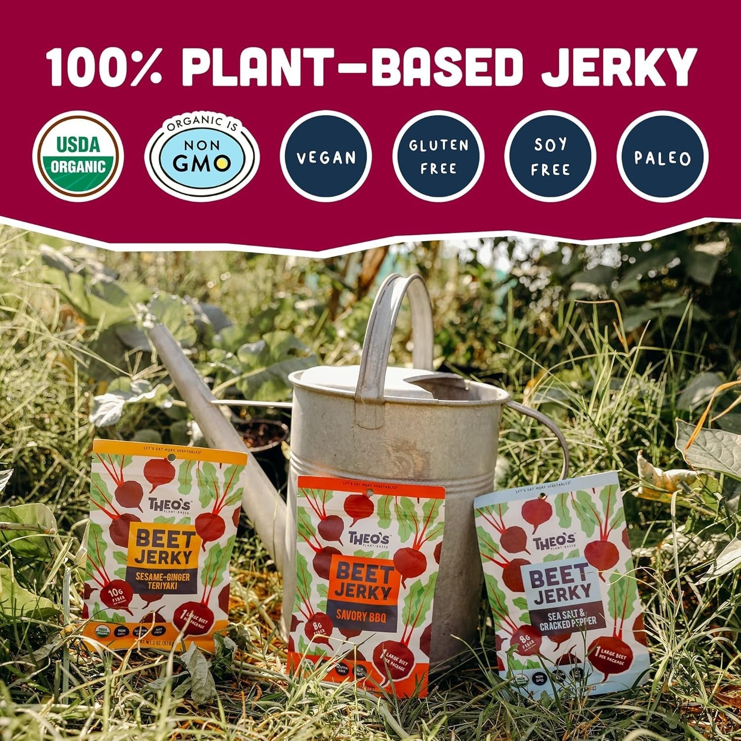 Sea Salt and Cracked Pepper Beet Jerky (6 Pack)