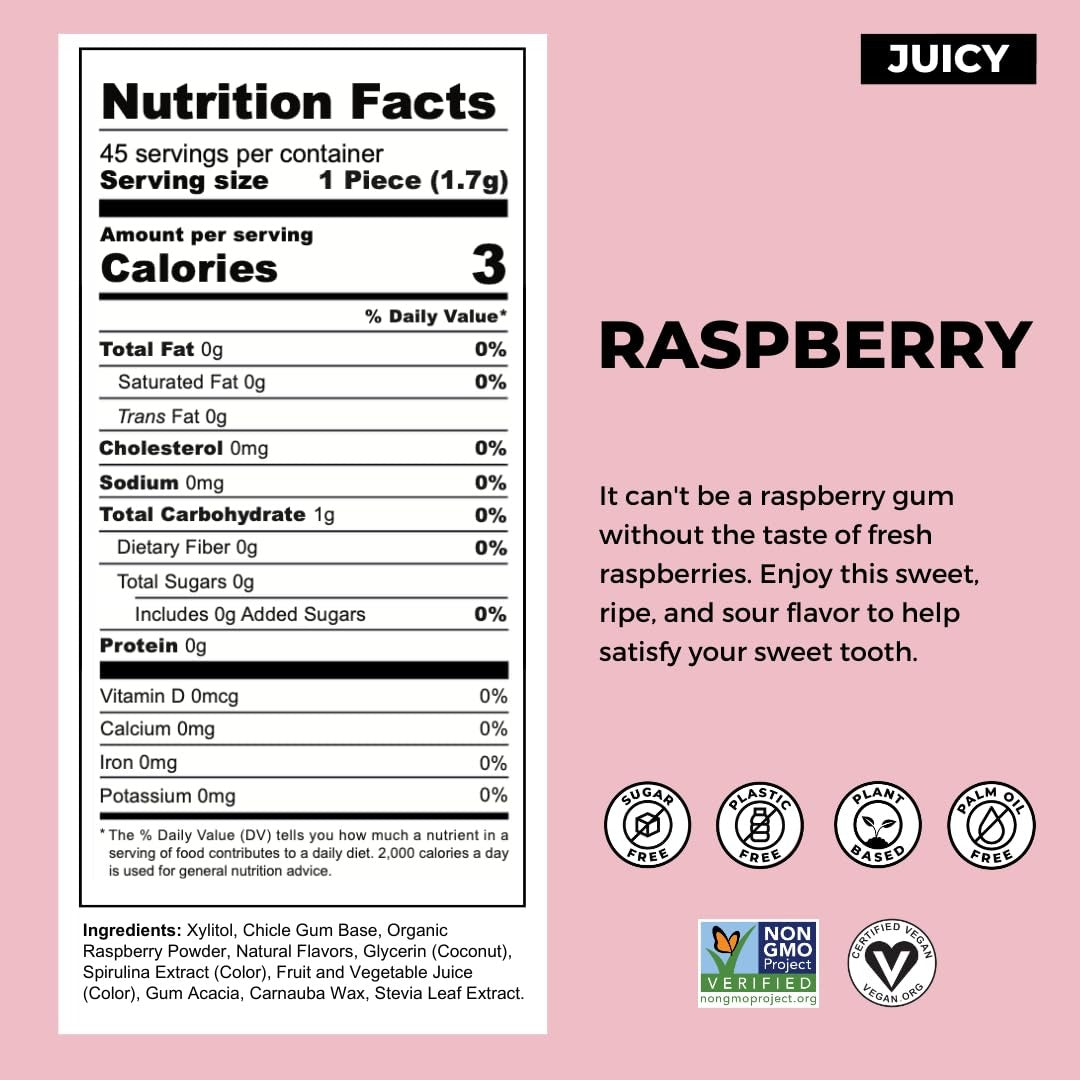 Raspberry Plant Based Gum (12 Pack)
