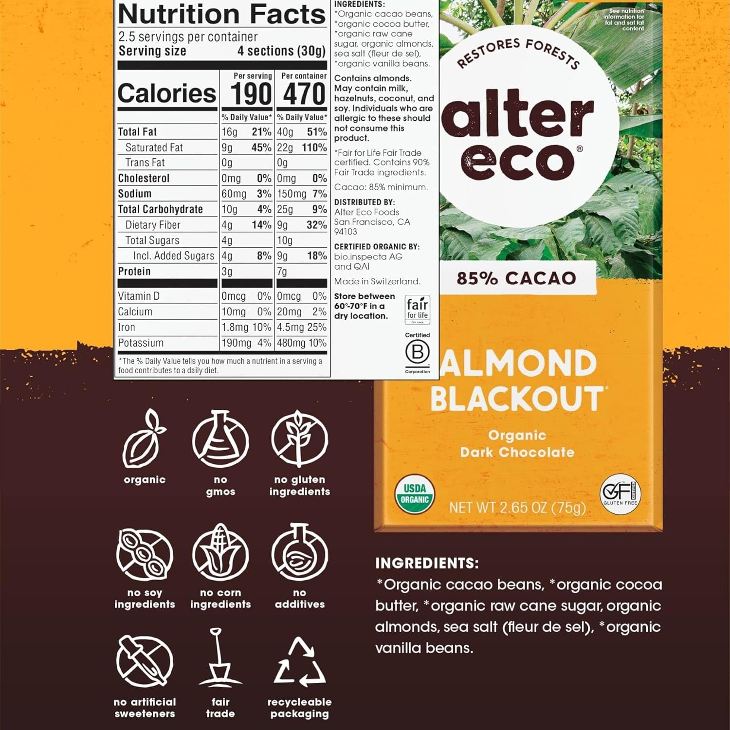 Chocolate Almond Blackout Bar