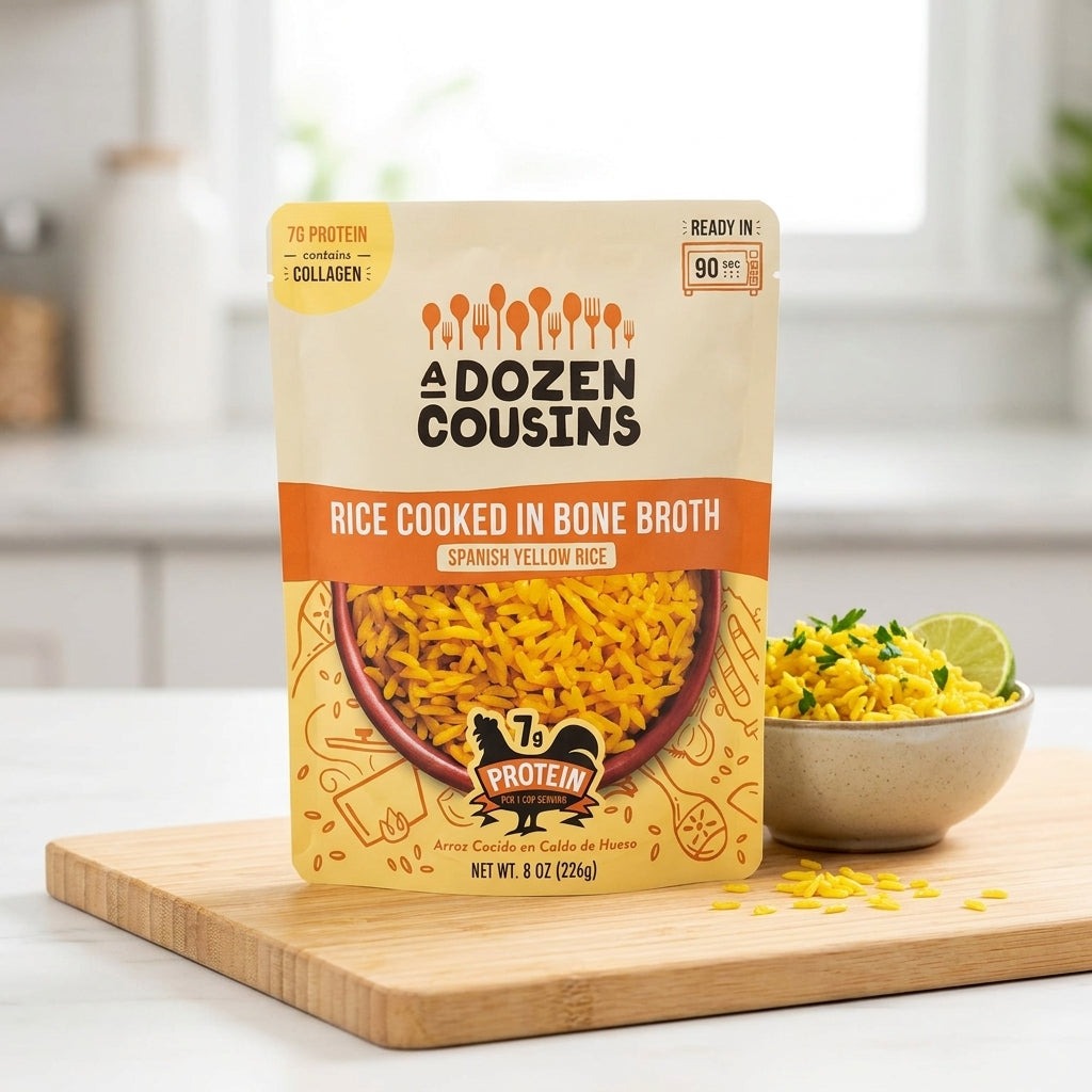 RTE Rice Cooked in Bone Broth Spanish Yellow (6 Pack)