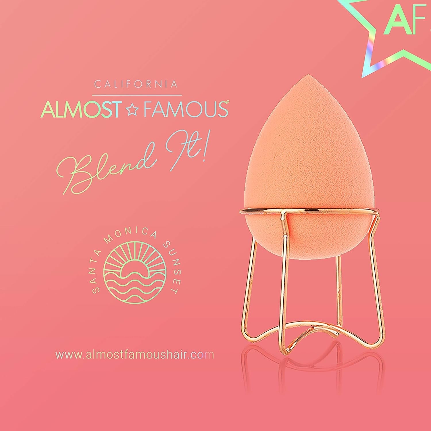 Professional Beauty Blender with Rose Gold Stand - Orange