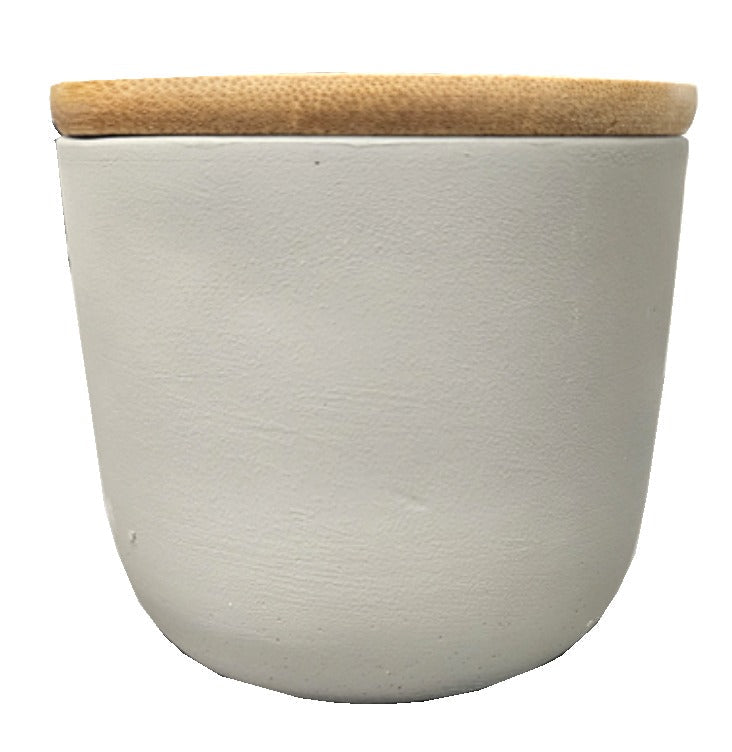 Salt Concrete Container with Bamboo Lid