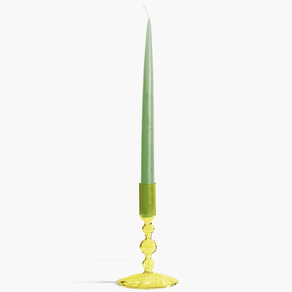 Glass Candlestick Holder (Short) - Yellow
