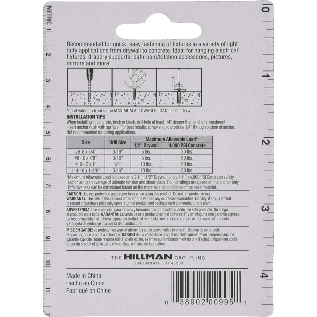 Plastic Anchors With Screws #8-10x1-1/4, (20 CT)