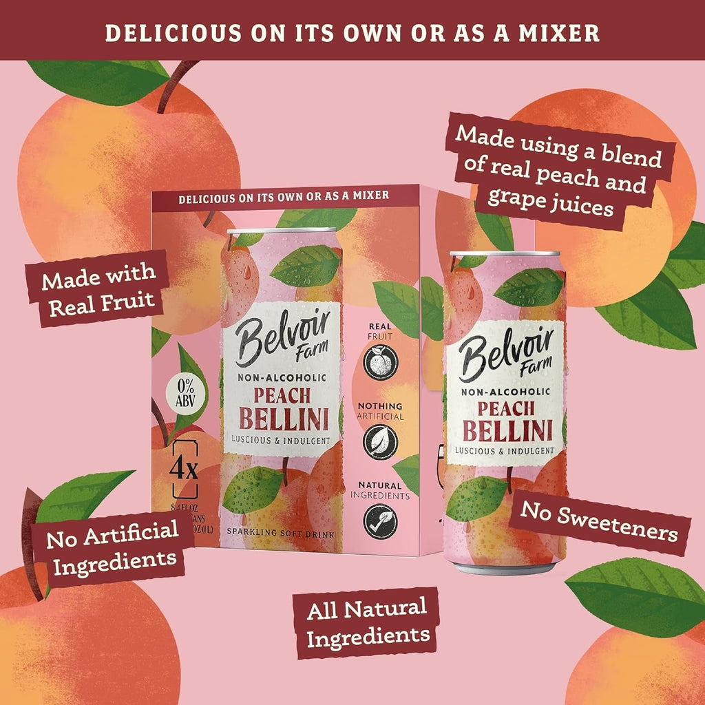 Non-Alcoholic Peach Bellini Cocktail (4 Pack)
