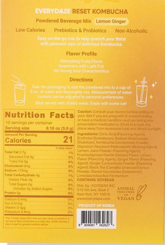 Reset Kombucha - Lemon Ginger (10 CT)