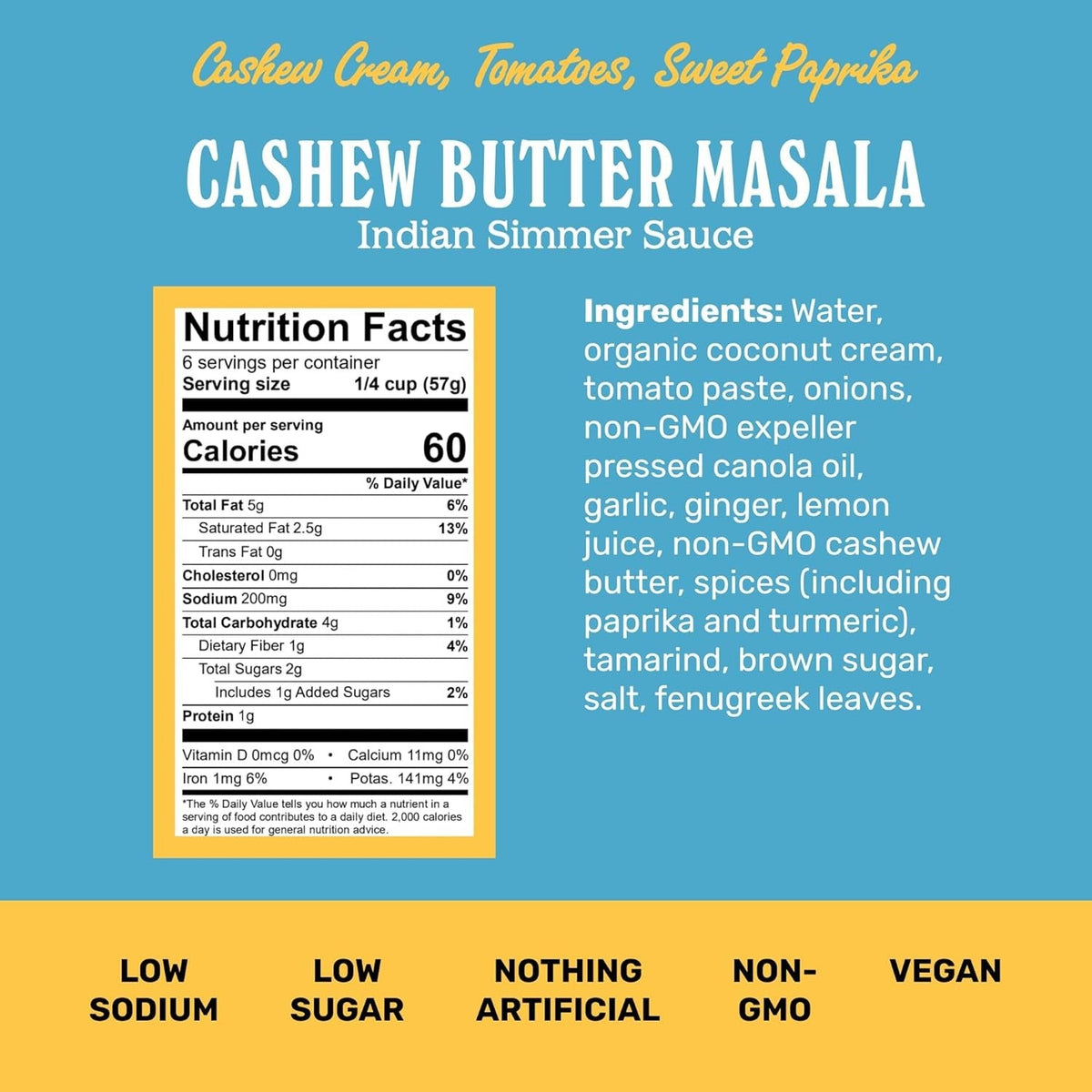 Cashew Butter Masala Indian Simmer Sauce - Mild