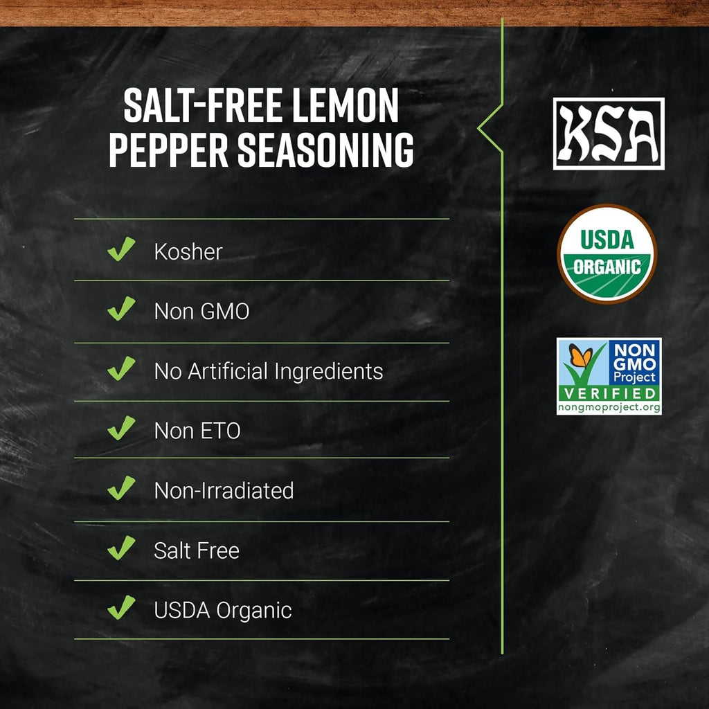 Organic Lemon Pepper Seasoning, Salt-Free