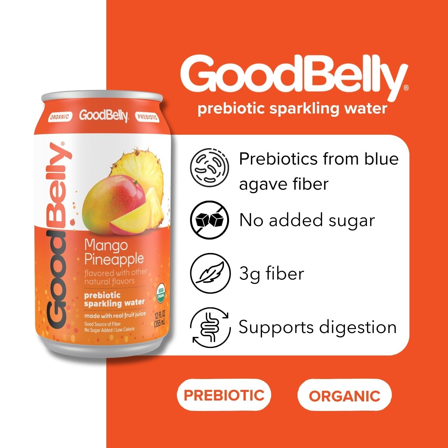 Mango Pineapple Prebiotic Sparkling Water (4 Pack)