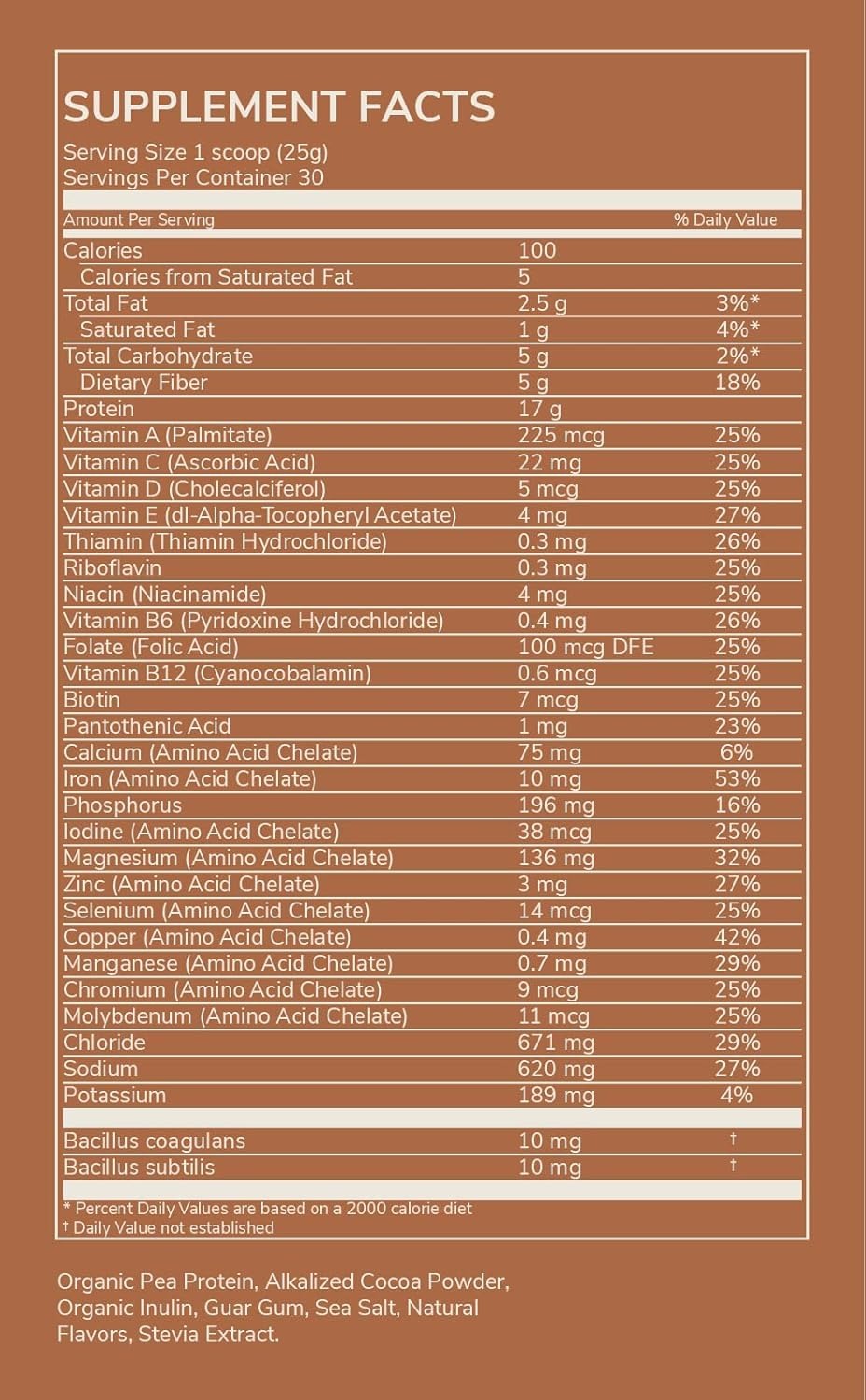 Plant Based Probiotic Protein Chocolate Powder (30 Servings)