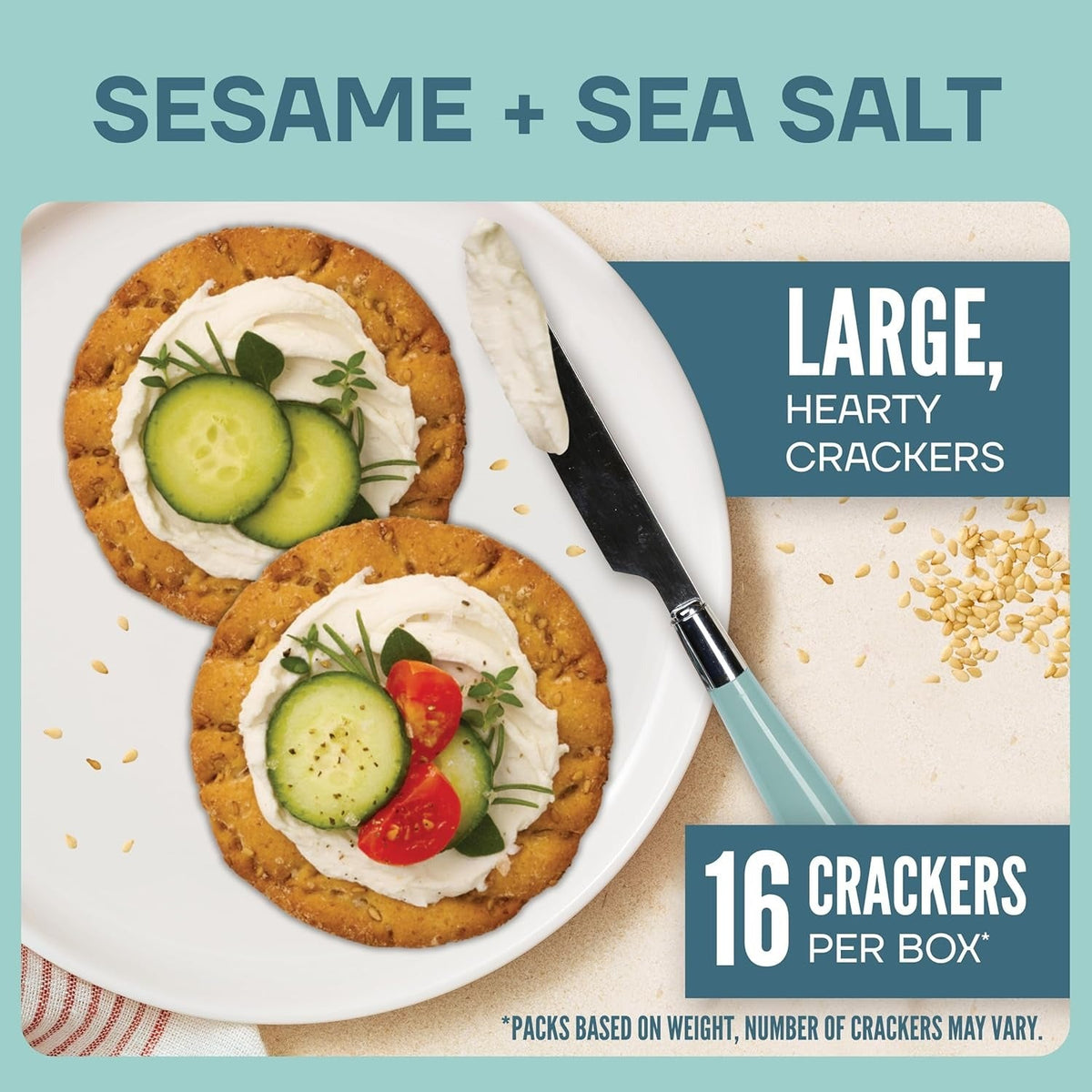Crisp Creations Sesame + Sea Salt Large Crackers