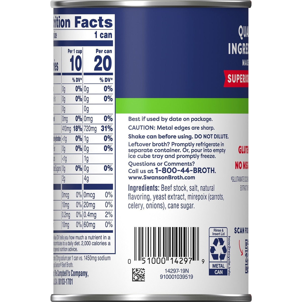 100% Natural 50% Less Sodium Beef Broth