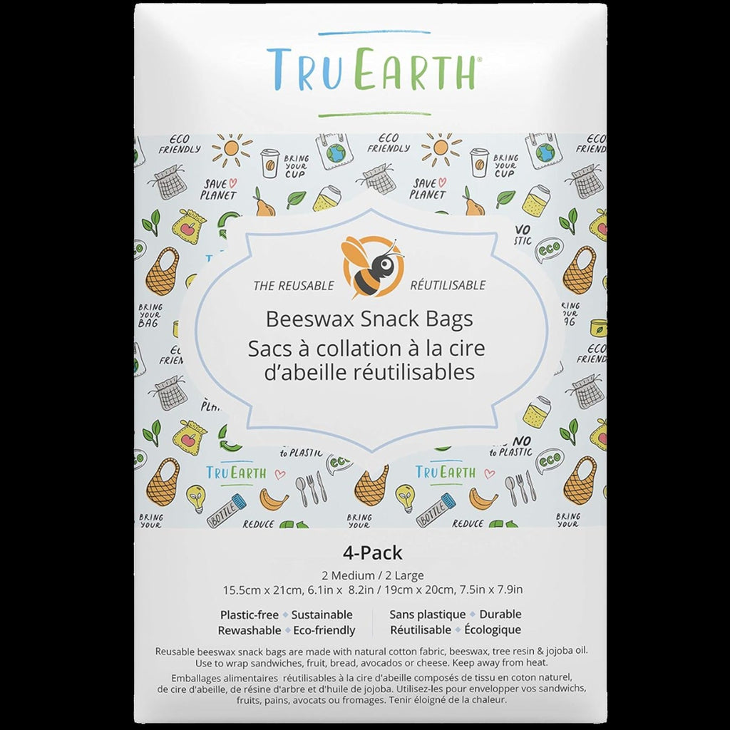 Beeswax Snack Bags 4 Pack - Contains 2 Medium & 2 Large Bags