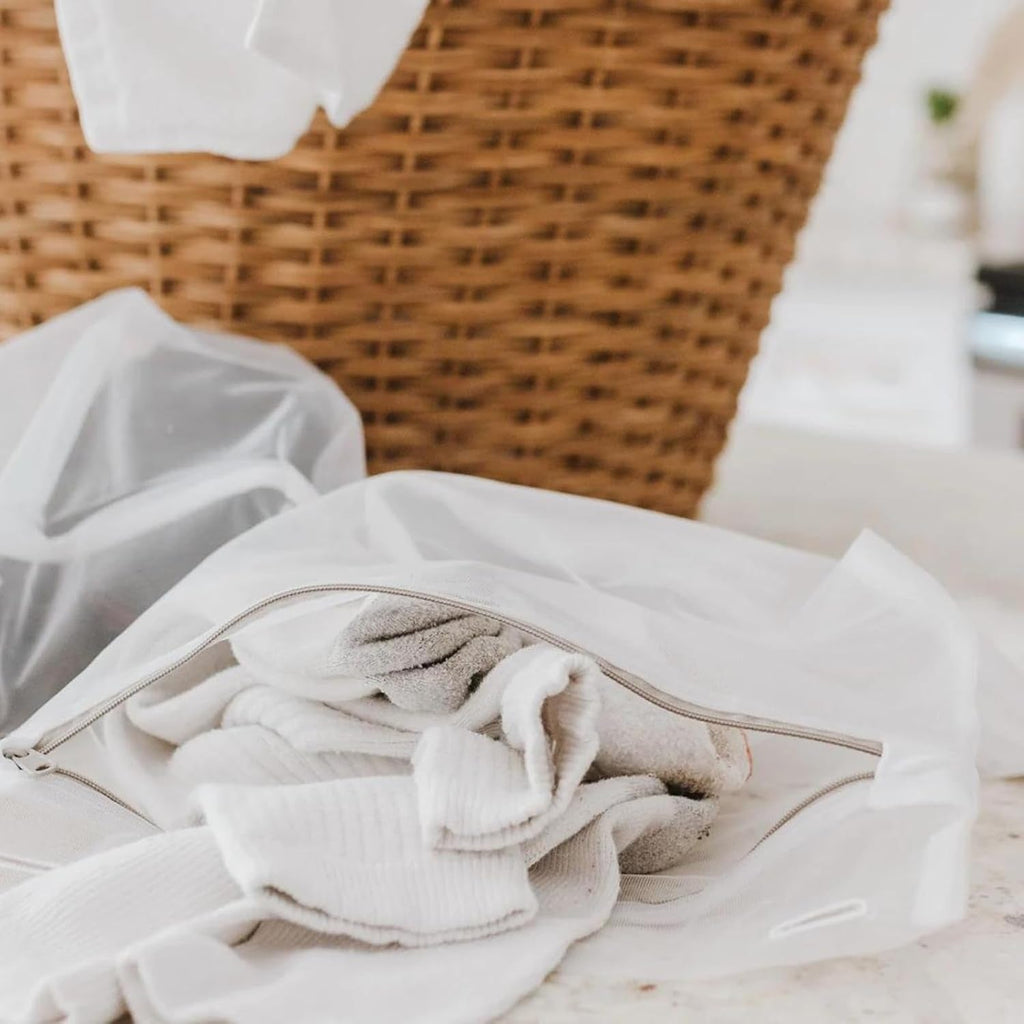 Recycled Mesh Laundry Bags - White (4 CT)