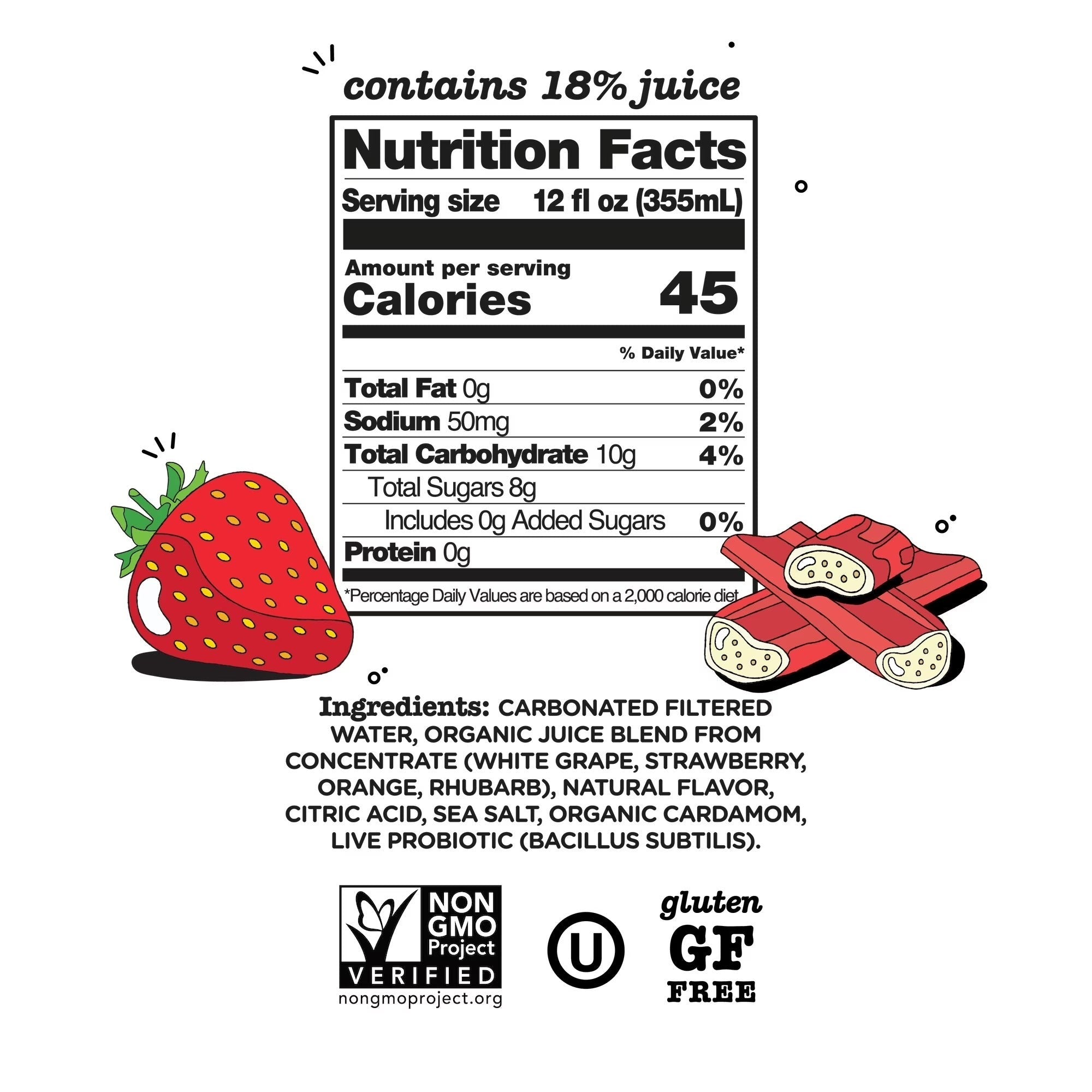 Probiotic Soda - Strawberry Rhubarb (4 Pack)