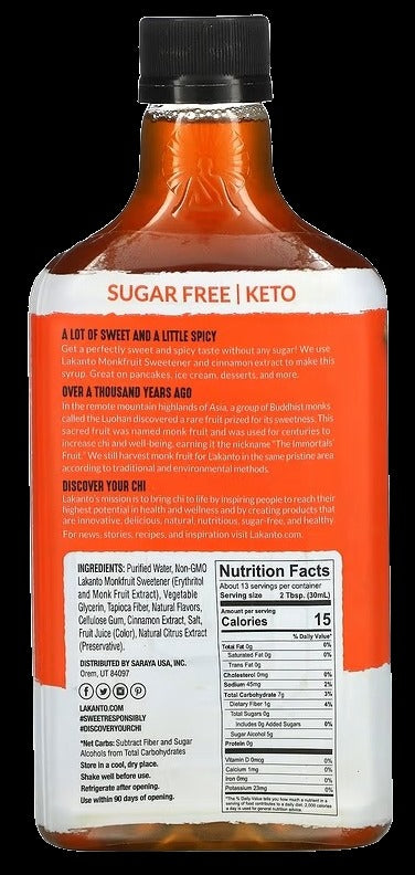 Keto Sugar Fee Cinnamon Maple Flavored Syrup