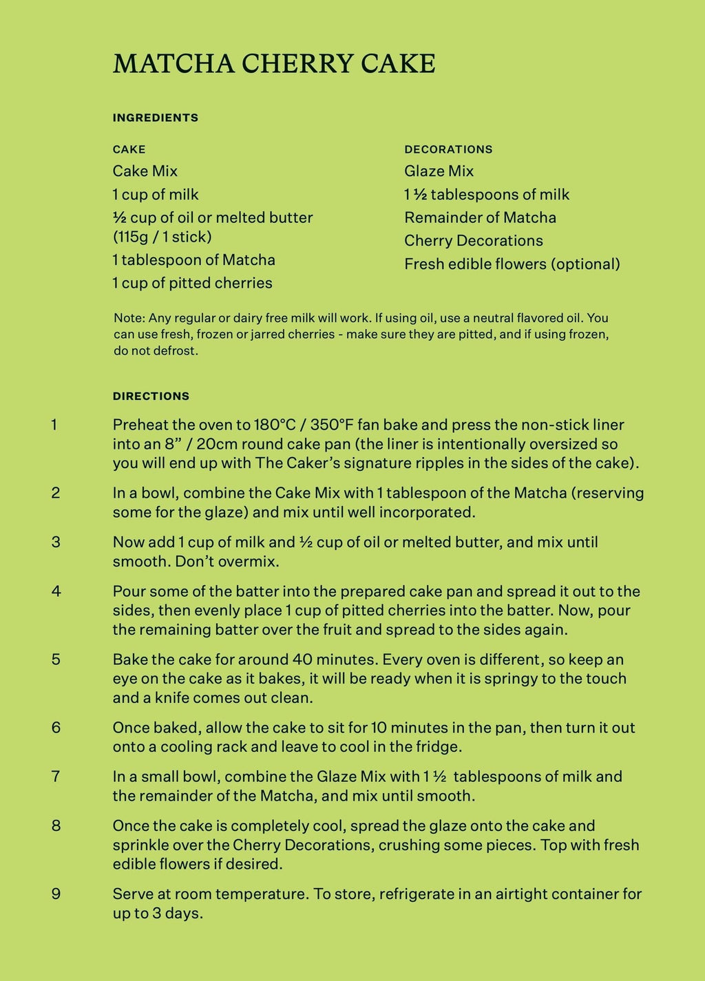 Matcha Cherry Cake Kit