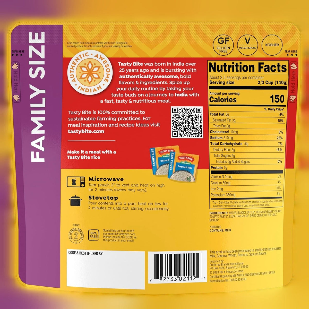 Madras Lentils Family Size