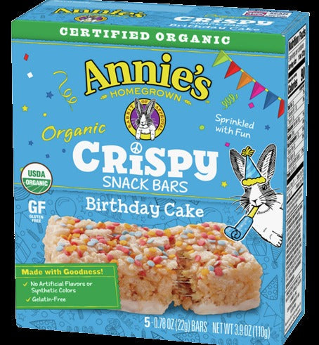 Organic Crispy Snack Bars Birthday Cake (5 Ct)
