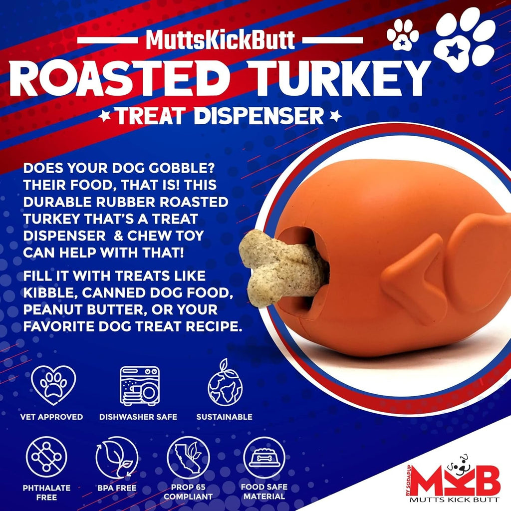MuttsKickButt Roasted Turkey – Durable Dog Treat Dispenser & Chew Toy