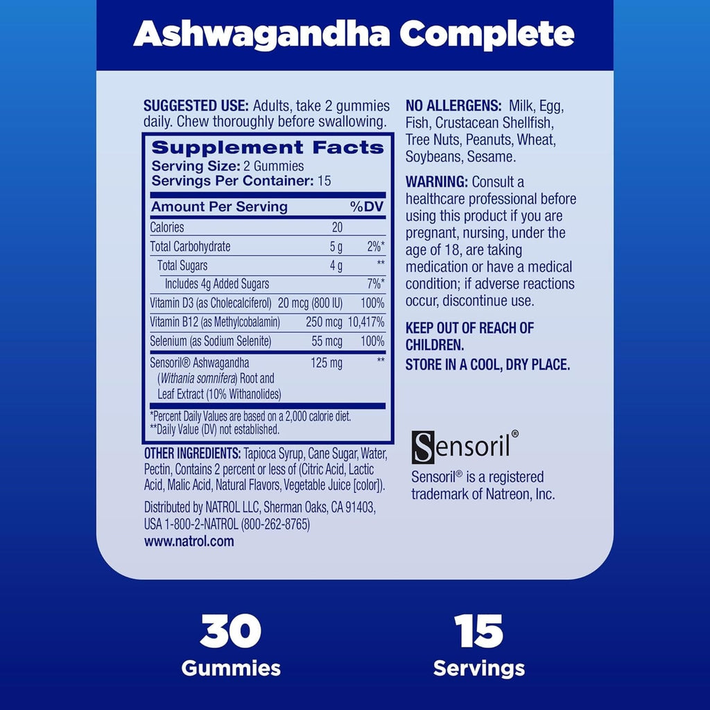 Ashwagandha Complete Gummies - 3-In-1 Daily Stress Support (30 CT)