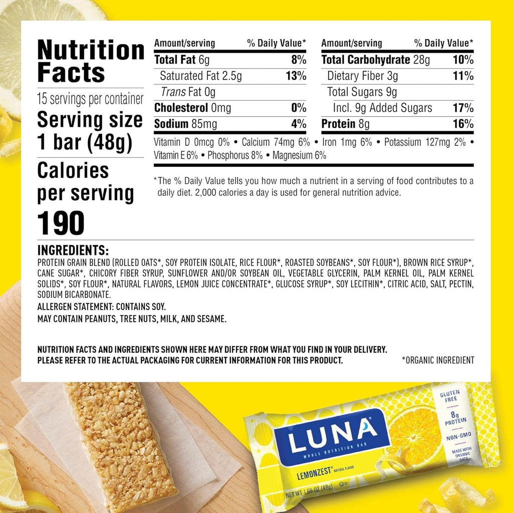 Luna Lemon Zest Whole Nutrition Bar