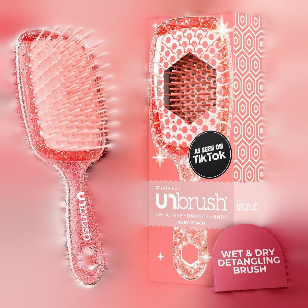 UNbrush Detangling Hair Brush - Ruby Peach