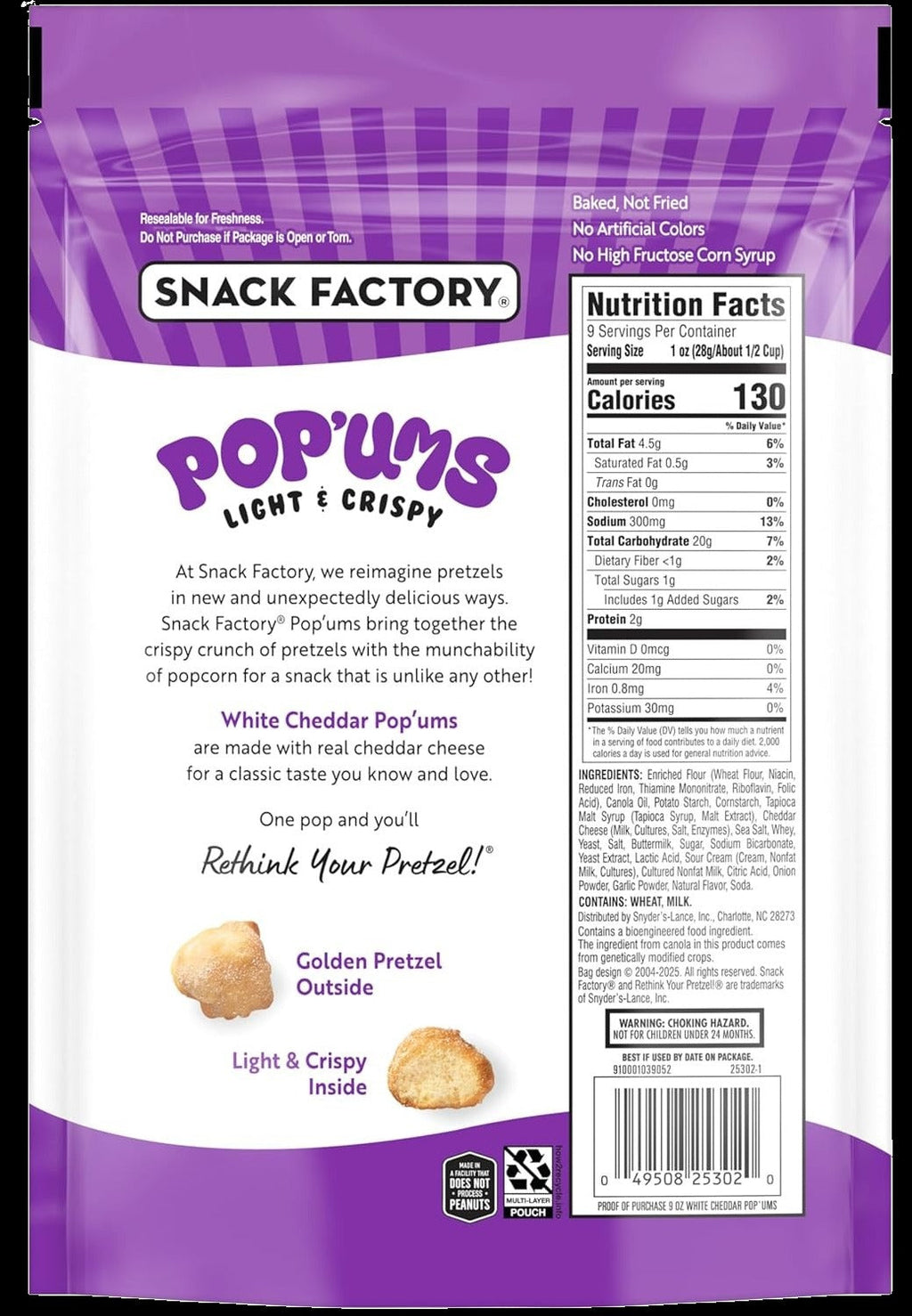 White Cheddar Pop'ums Pretzel Snacks