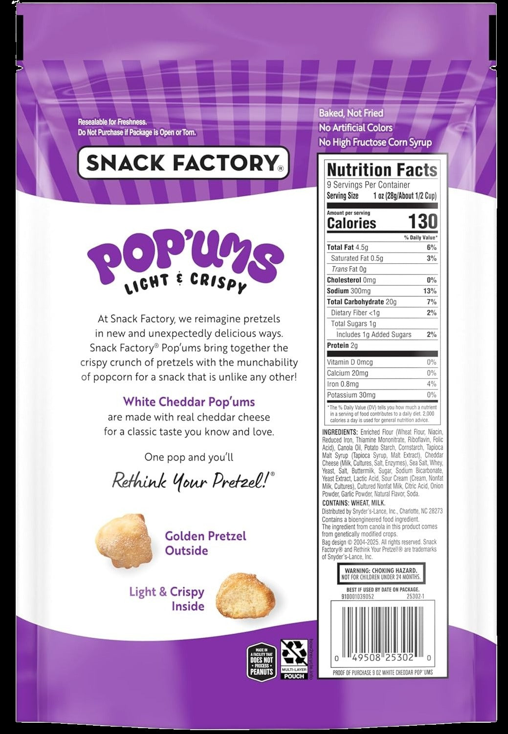 White Cheddar Pop'ums Pretzel Snacks