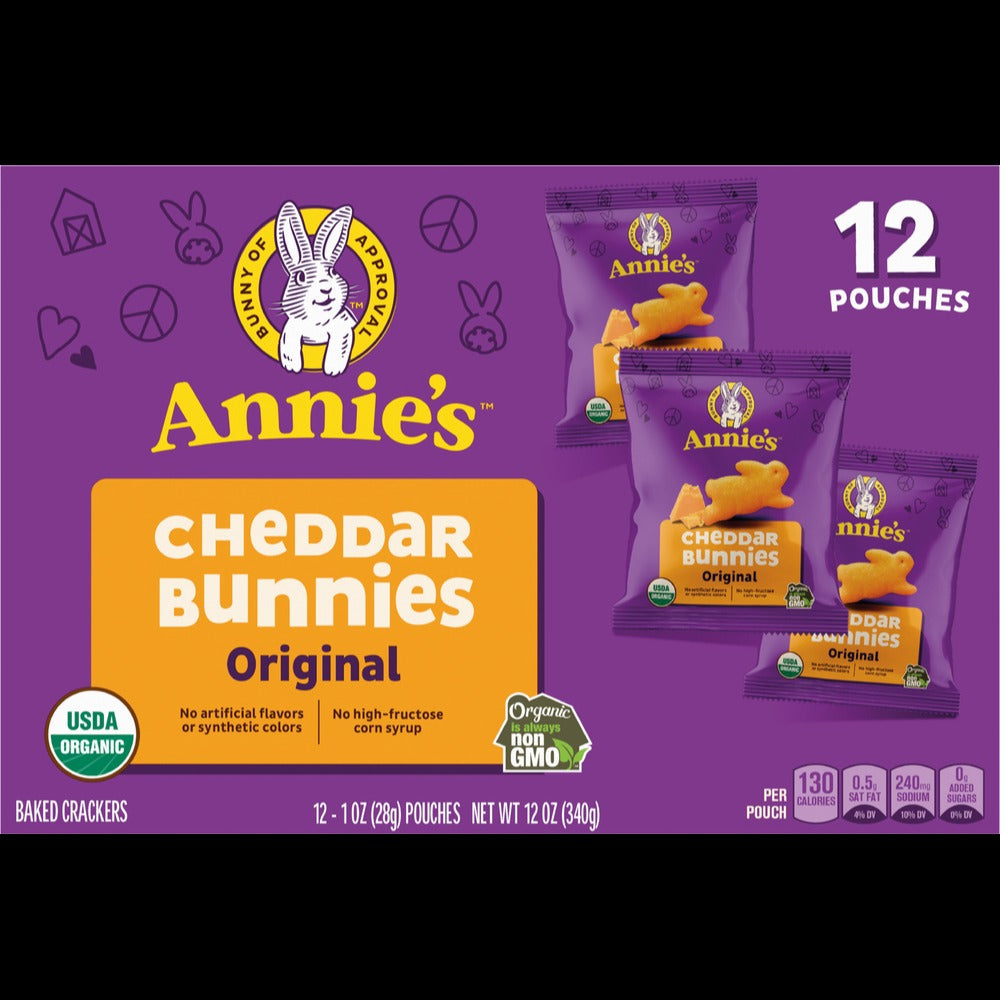 Organic Cheddar Bunnies Snack Crackers (12 Pouches)