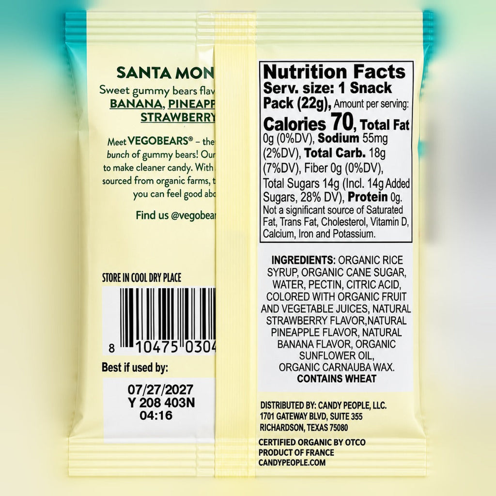 Organic Fruity Gummy Bears - Santa Monica (25 CT)