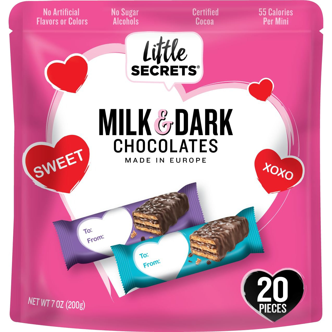 Valentine's Milk & Dark Chocolate Wafers Variety Pack (20 CT)