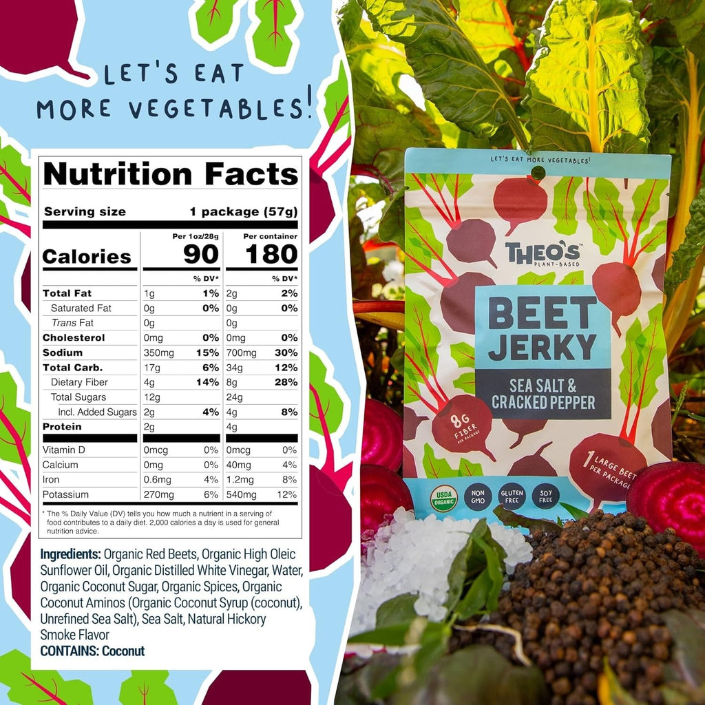 Sea Salt and Cracked Pepper Beet Jerky (6 Pack)