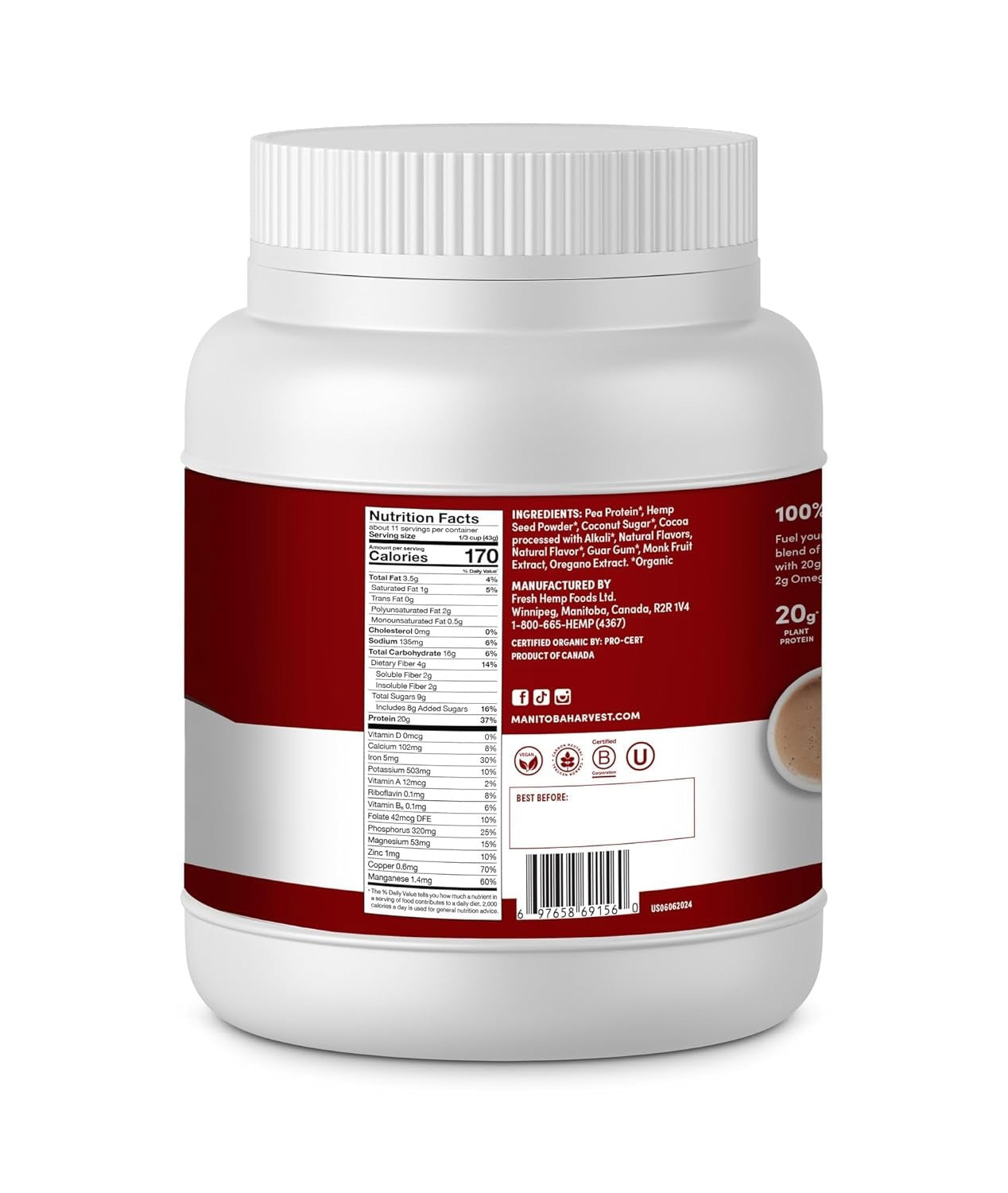 Hemp Yeah! Organic Chocolate Plant-Based Protein Powder