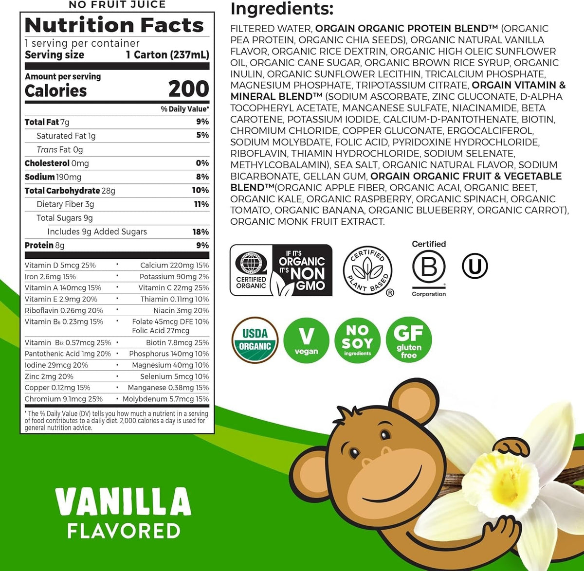 Vanilla Kids Ready-To-Drink Plant Protein Nutritional Shake (12 Pack)