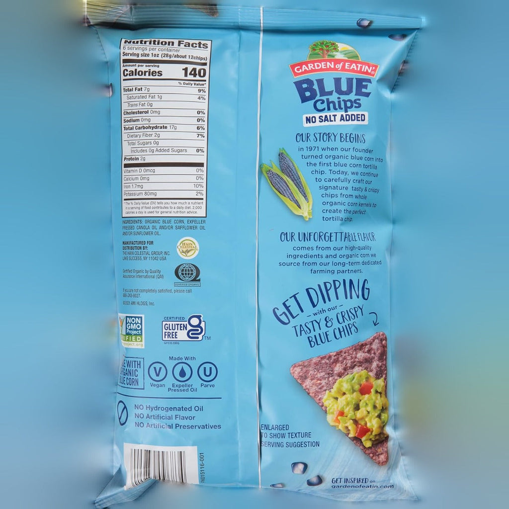 Organic Blue No Salt Tortilla Chips