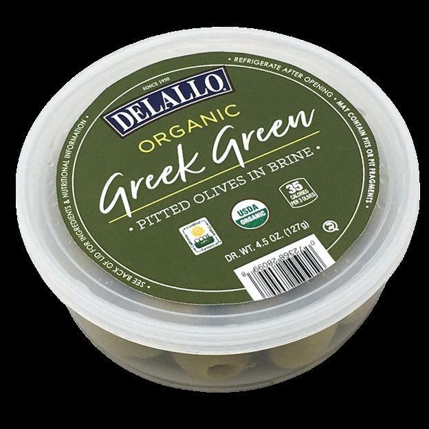 Organic Pitted Greek Green Olives in Brine