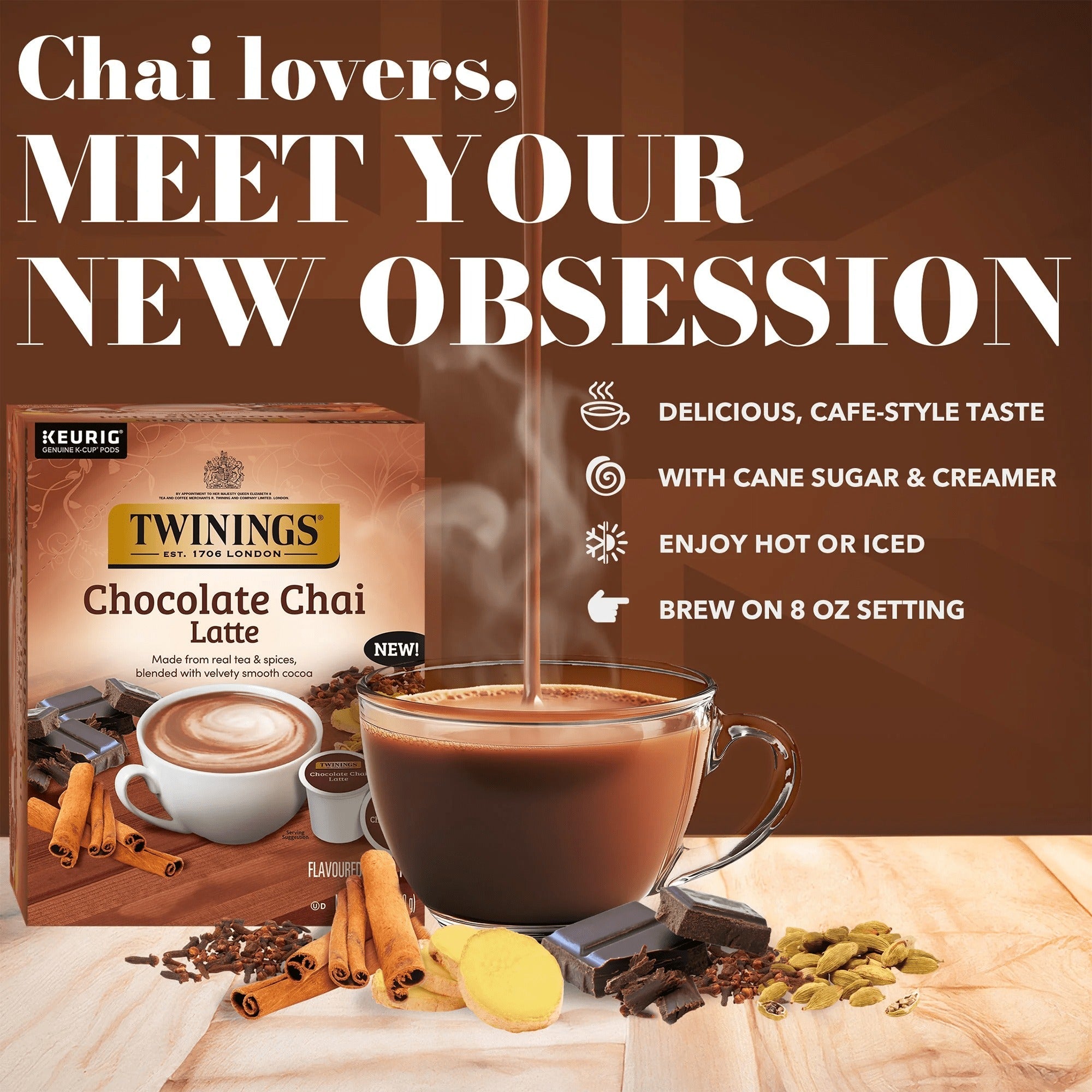 Chocolate Chai Latte Black Tea K-Cup Pods (10 CT)