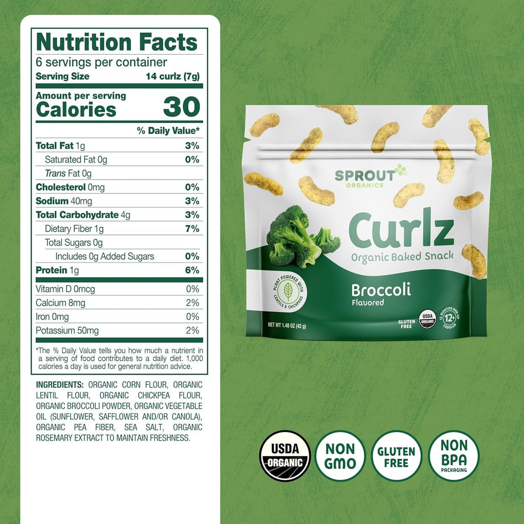 Curlz Toddler Snack Broccoli (6 Pack)