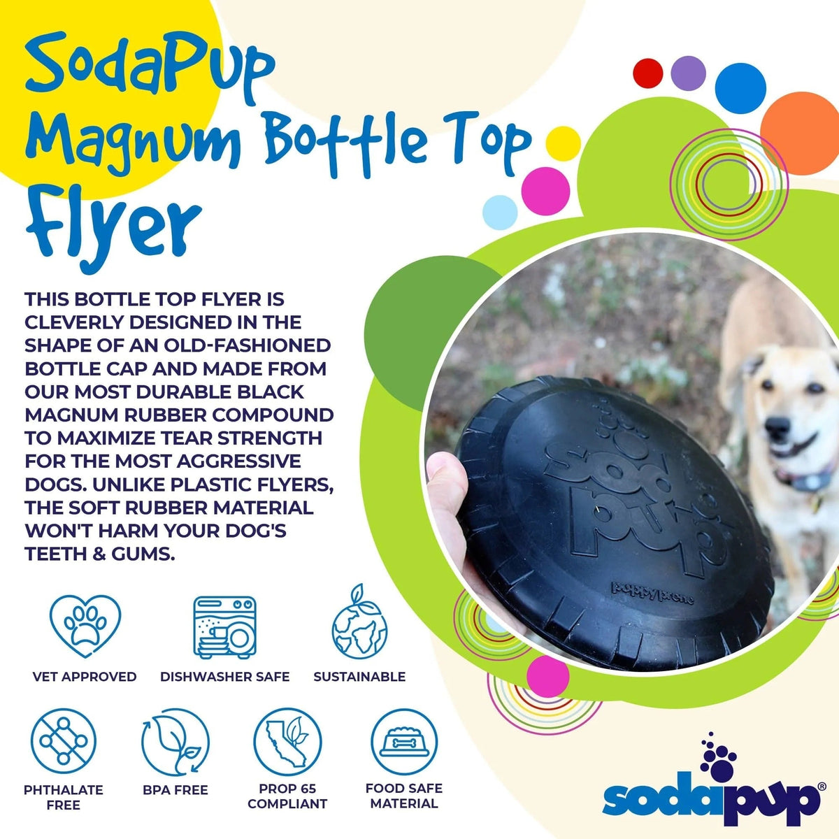 Magnum Bottle Top Flyer Dog Retrieving Frisbee - Large - Black