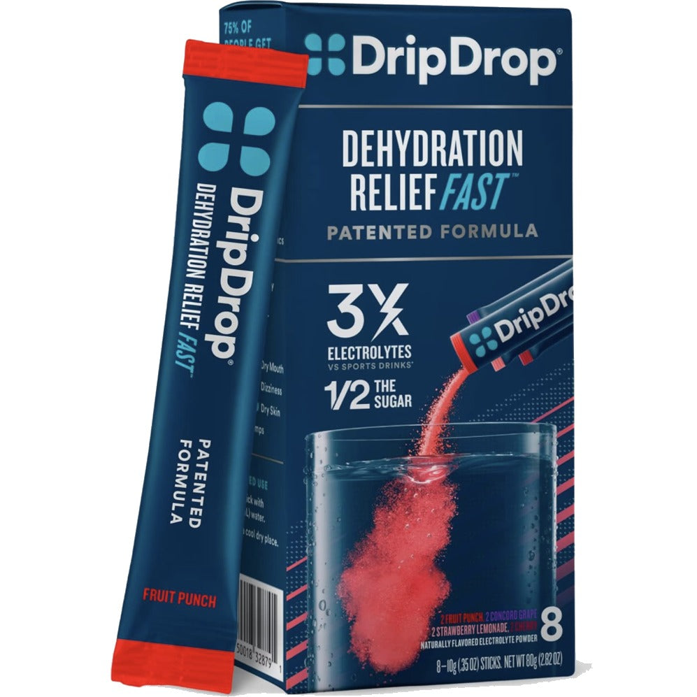 Dehydration Electrolyte Drink Variety Mix - Grape, Fruit Punch, Straw Lemonade, Cherry (8 CT)