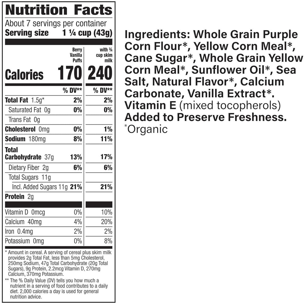Gluten Free Berry Vanilla Puffs Cereal