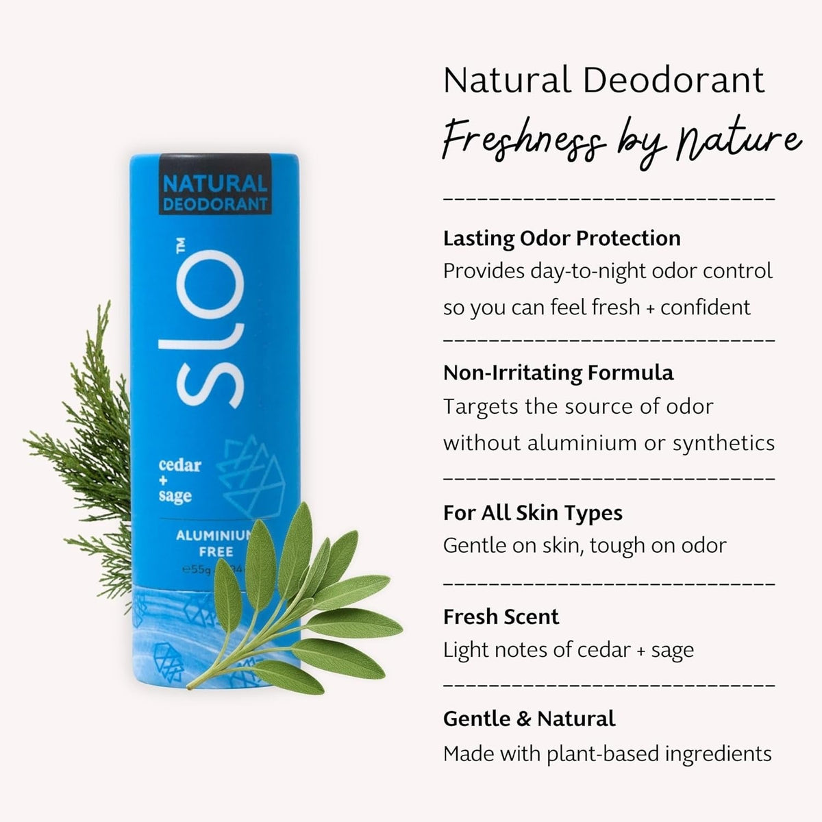 Slo Natural Beauty Deodorant Stick Cedar + Sage 55g
