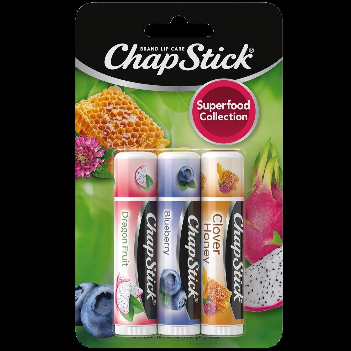 SuperFood Collection Lip Balm Sticks (3 CT) - Dragon Fruit Berry And Honey