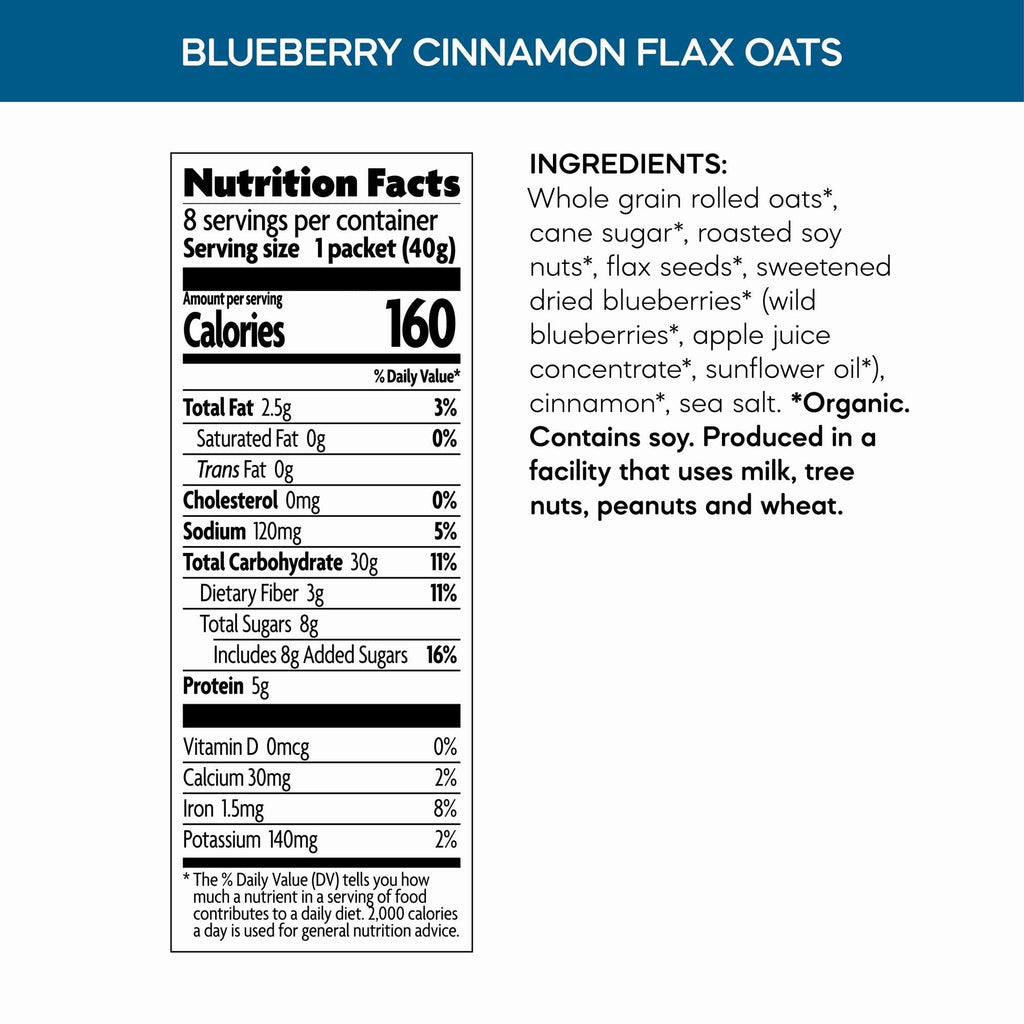 Organic Blueberry Cinnamon Flax Oatmeal (8 CT)